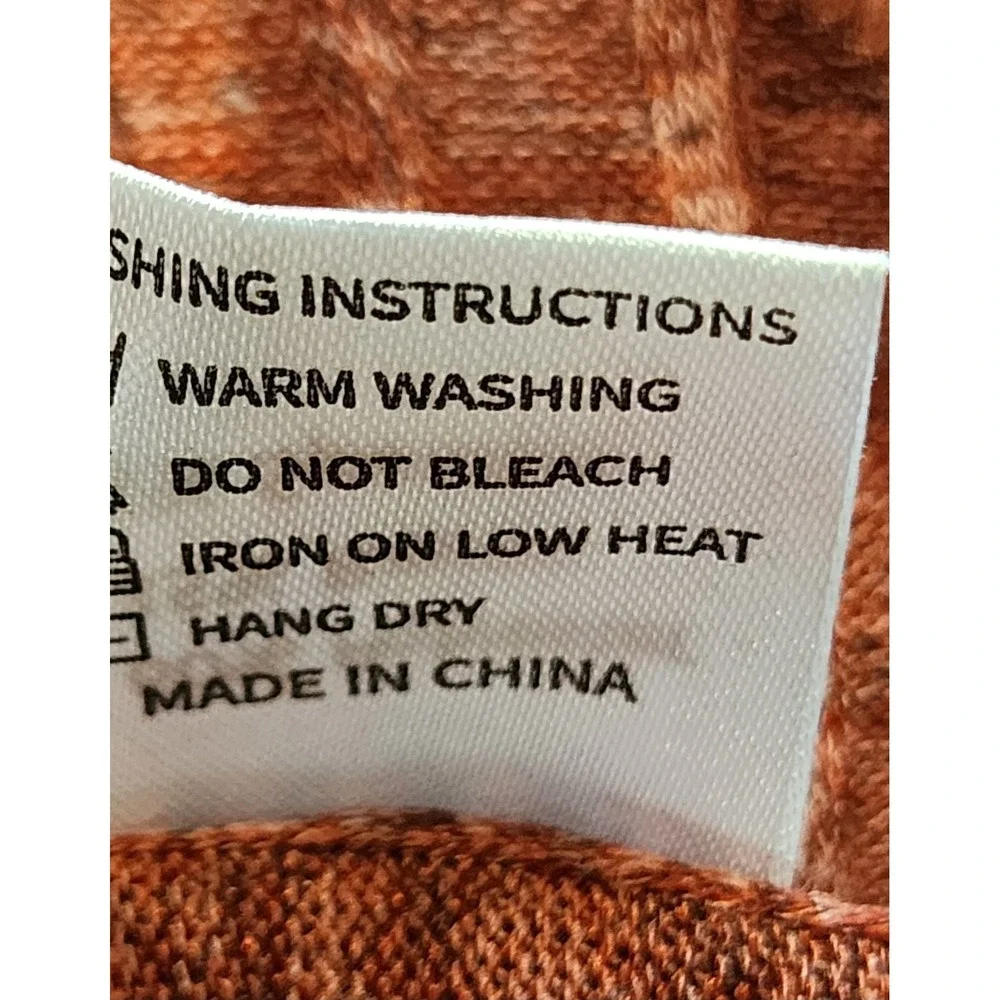 Fantaslook Women's Ribbed Knit Sweater Rust‎ Orange Long Sleeve Large